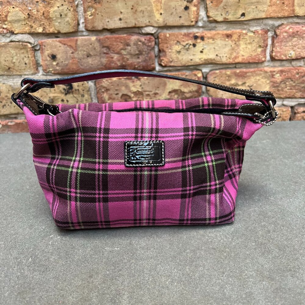 Vintage Y2K Pink Plaid Coach Mini Purse
